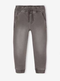 -Pantalon jogger en denim effet molleton facile à enfiler garçon