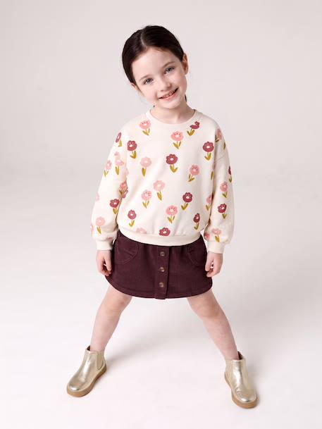 Sweat fille col rond écru+ivoire+rose pâle+taupe 6 - vertbaudet enfant 