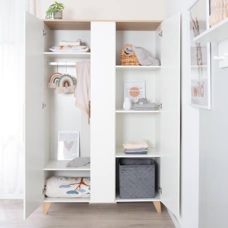 Armoire 2 portes leon Blanc - chêne othello 3 - vertbaudet enfant 