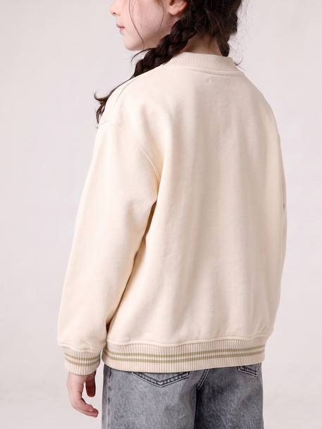 Sweat style teddy fille en molleton beige+gris chiné+marine 8 - vertbaudet enfant 