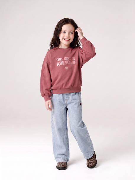 Pantalon large fille bleu moyen+denim bleached 5 - vertbaudet enfant 