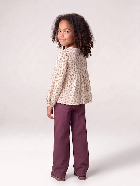 Pantalon mom fille brodé prune+rose poudré+vert de gris 7 - vertbaudet enfant 