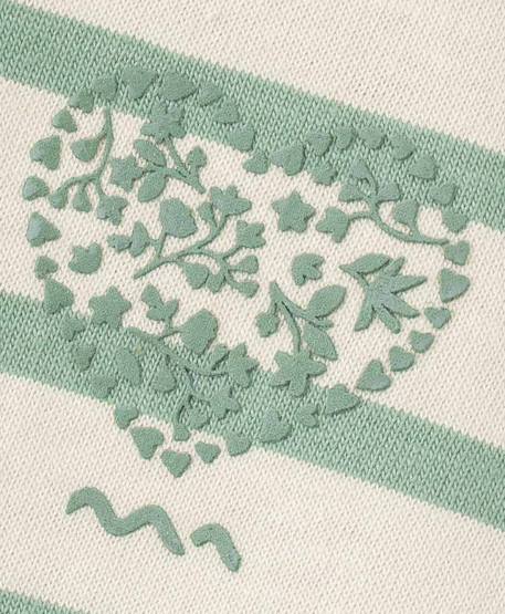 Mariniere manches courtes 100% coton fille Fond grege raye vert 2 - vertbaudet enfant 