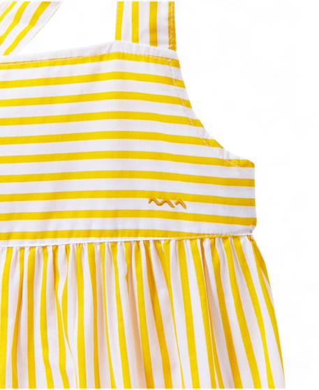 Robe sans manches 100% coton fille Fond blanc raye jaune 2 - vertbaudet enfant 