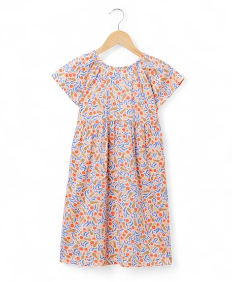 Robe manches courtes 100% coton fille Imprime fond rose 4 - vertbaudet enfant 