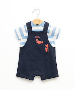 -Ensemble salopette + haut 100% coton bébé garçon