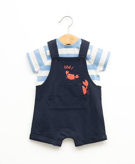 Bébé-Ensemble-Ensemble salopette + haut 100% coton bébé garçon