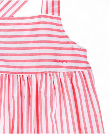 Robe sans manches 100% coton fille Fond blanc raye rose 2 - vertbaudet enfant 