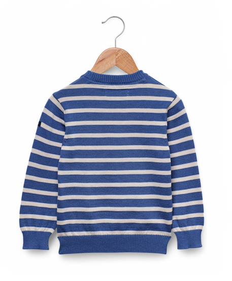 Pull garçon Fond grege raye bleu 2 - vertbaudet enfant 