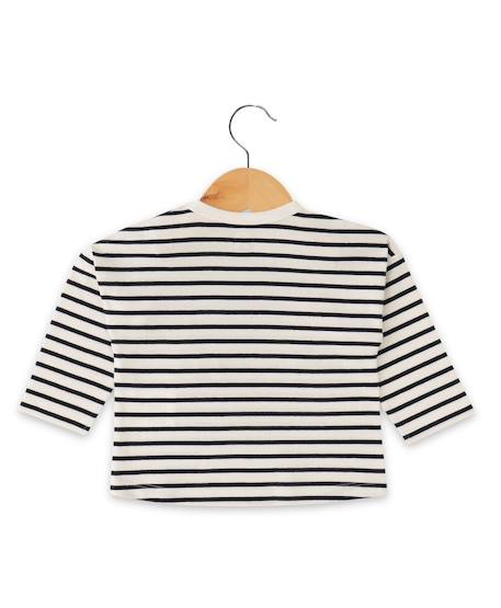 Mariniere manches longues 100% coton bébé garçon Fond blanc casse raye indigo 2 - vertbaudet enfant 