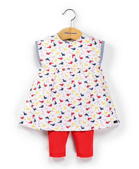Bébé-Ensemble-Ensemble robe + bas 100% coton bébé fille