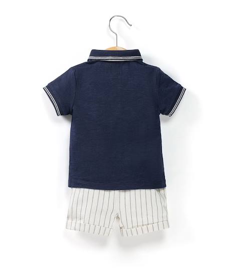 Ensemble short + haut 100% coton bébé garçon Bleu indigo 2 - vertbaudet enfant 
