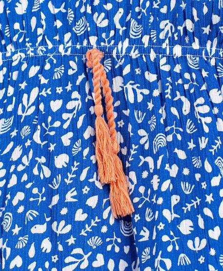 Robe manches courtes fille Fond blanc imprime bleu 2 - vertbaudet enfant 