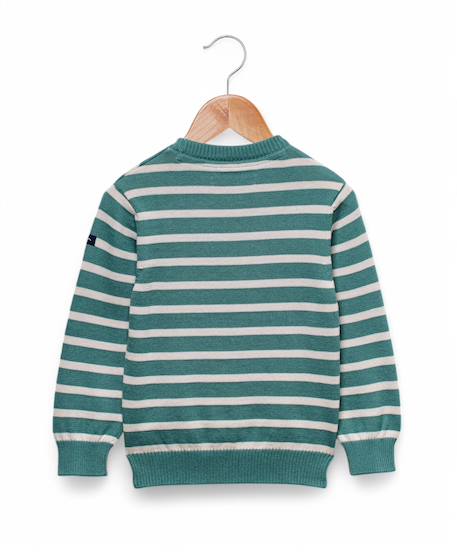 Pull garçon Fond grege raye vert 2 - vertbaudet enfant 