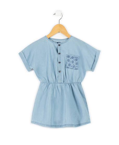 Robe manches courtes fille Denim clair 2 - vertbaudet enfant 