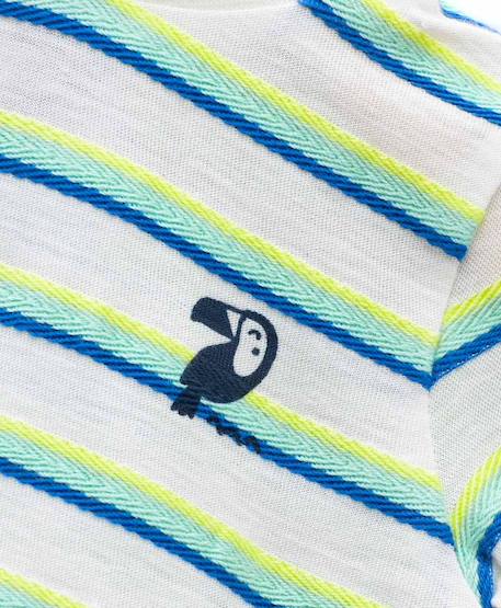 Ensemble short + haut 100% coton bébé garçon Fond blanc casse raye multicol 2 - vertbaudet enfant 