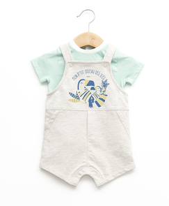 -Ensemble salopette + haut 100% coton bébé garçon
