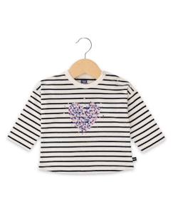 -Mariniere manches longues 100% coton bébé fille