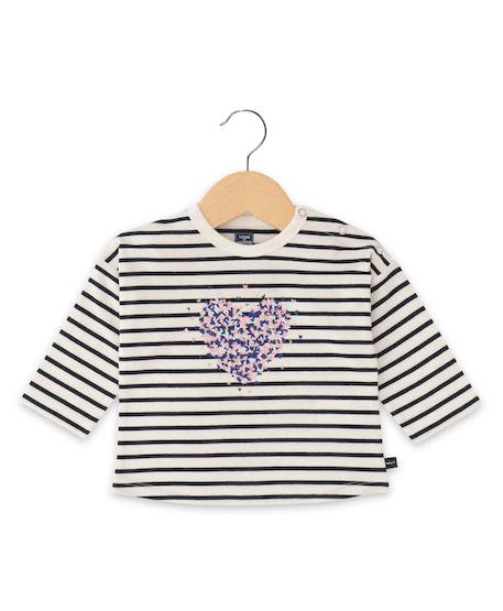 Bébé-T-shirt, sous-pull-T-shirt-Mariniere manches longues 100% coton bébé fille