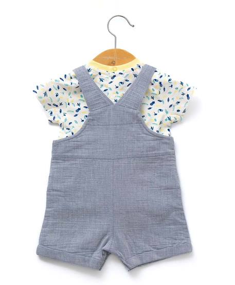 Ensemble salopette + haut 100% coton bébé garçon Denim bleu 3 - vertbaudet enfant 
