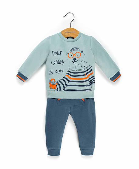 Ensemble pantalon + haut 100% coton bébé garçon Bleu 1 - vertbaudet enfant 
