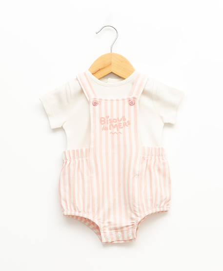 Bébé-Ensemble-Ensemble salopette + haut 100% coton bébé fille