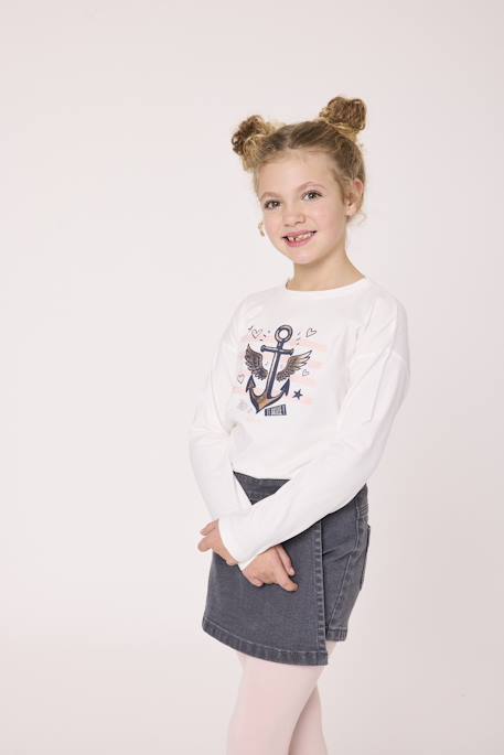T-shirt manches longues 100% coton fille Fond blanc imprime magique 2 - vertbaudet enfant 