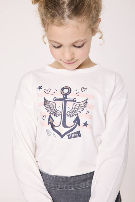 Fille-T-shirt, sous-pull-T-shirt manches longues 100% coton fille