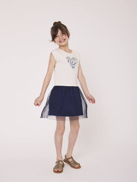 Fille-Robe-Robe manches courtes 100% coton fille