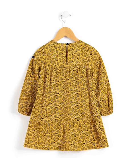 Robe manches longues 100% coton fille Imprime jaune ocre 4 - vertbaudet enfant 