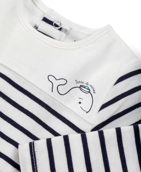 Body manches longues bébé Fond naturel raye indigo 2 - vertbaudet enfant 