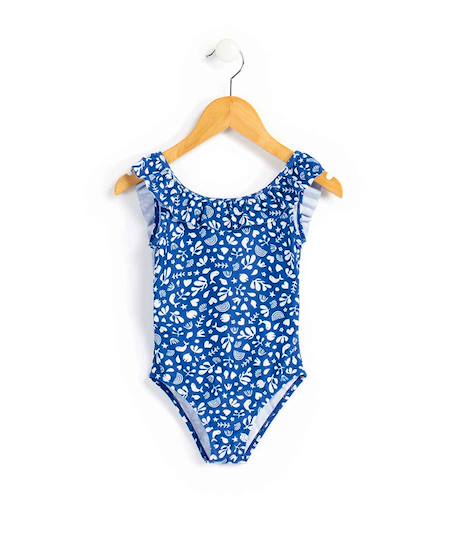 Maillot de bain fille Fond blanc imprime bleu 1 - vertbaudet enfant 
