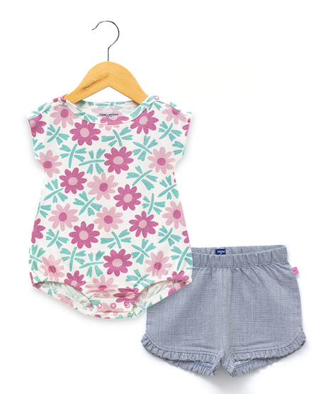 Bébé-Ensemble-Ensemble short + haut 100% coton bébé fille