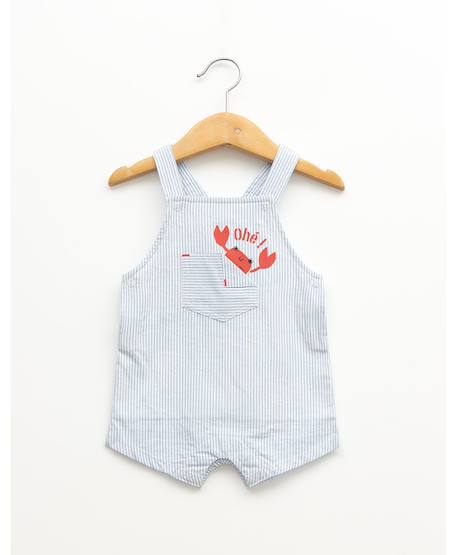 Ensemble salopette + haut 100% coton bébé garçon Fond blanc casse raye bleu 4 - vertbaudet enfant 