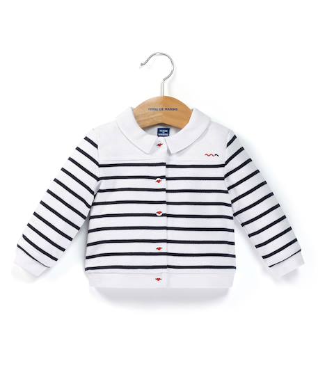 Veste 100% coton bébé fille Fond blanc raye indigo 3 - vertbaudet enfant 