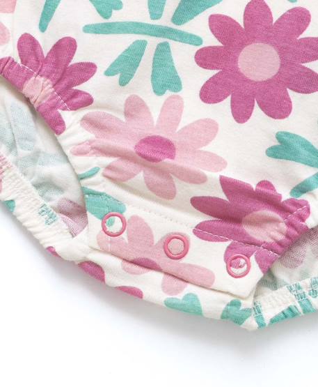 Ensemble short + haut 100% coton bébé fille Imprime rose fond blanc casse 2 - vertbaudet enfant 
