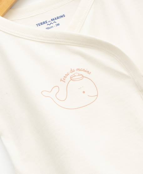 Ensemble bloomer + haut 100% coton bébé fille Fond blanc casse raye rose 2 - vertbaudet enfant 