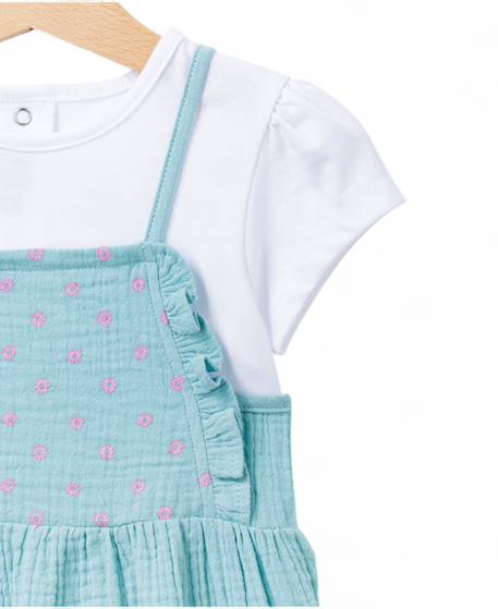 Ensemble robe + haut 100% coton bébé fille Vert 2 - vertbaudet enfant 