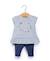 Ensemble tunique + leggings 100% coton bébé fille Fond blanc raye marine 1 - vertbaudet enfant 