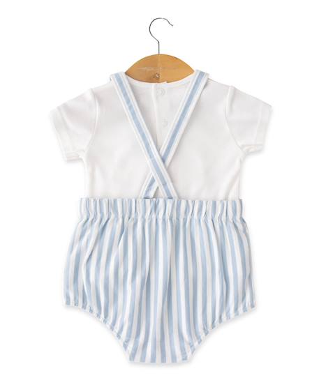 Ensemble salopette + haut 100% coton bébé garçon Naturel/bleu 2 - vertbaudet enfant 