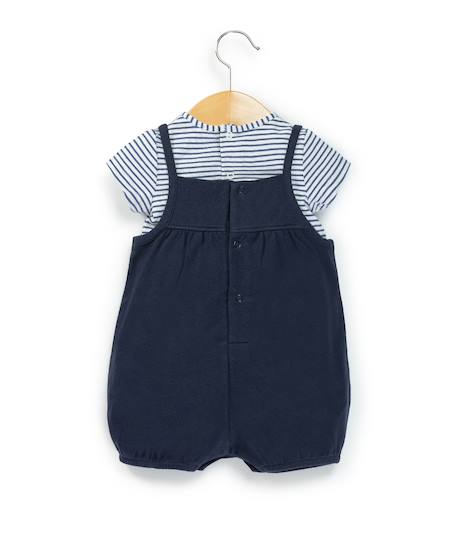 Ensemble salopette + haut 100% coton bébé fille Indigo 2 - vertbaudet enfant 