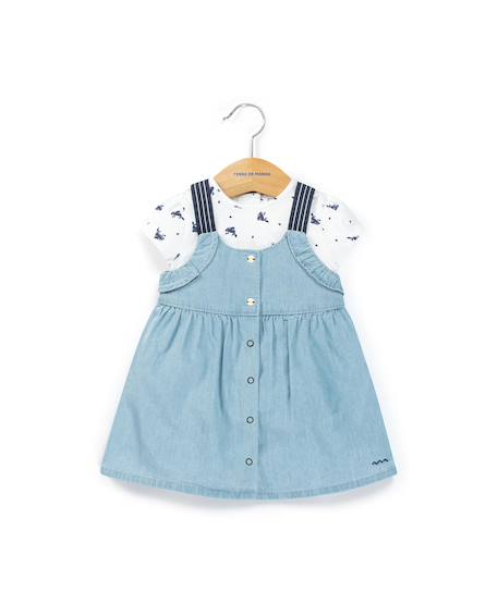 Bébé-Ensemble robe + haut 100% coton bébé fille