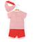 Ensemble short + haut 100% coton bébé garçon Fond blanc optic raye rouge 2 - vertbaudet enfant 