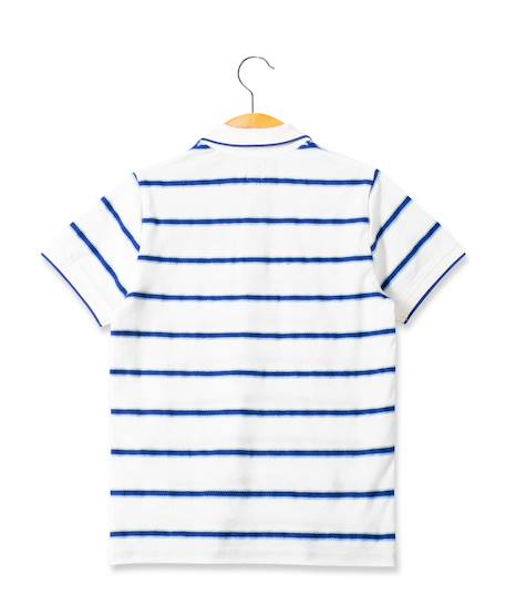 Polo manches courtes 100% coton garçon Fond naturel raye bleu 2 - vertbaudet enfant 