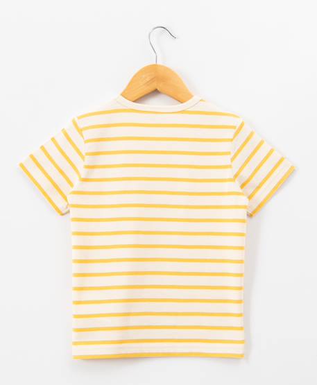 Mariniere manches courtes 100% coton garçon Fond grege raye jaune fonce 3 - vertbaudet enfant 