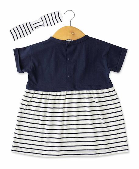 Ensemble robe + bandeau 100% coton bébé fille Indigo 2 - vertbaudet enfant 