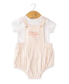 -Ensemble salopette + haut 100% coton bébé fille