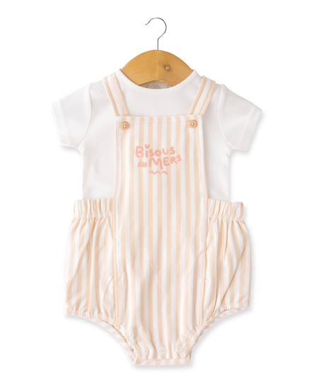 Bébé-Ensemble-Ensemble salopette + haut 100% coton bébé fille