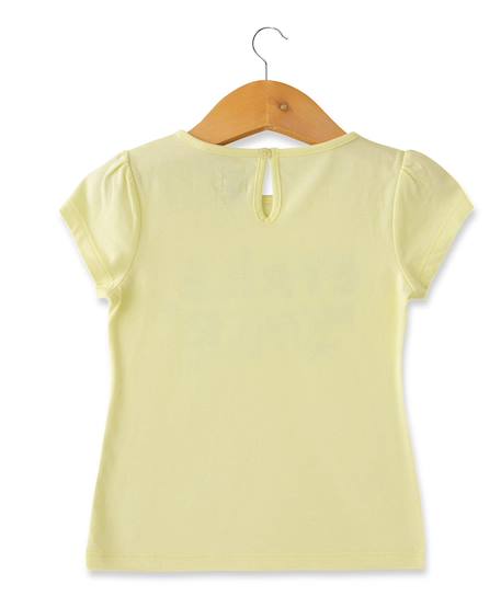 T-shirt manches courtes 100% coton fille Jaune vanille 2 - vertbaudet enfant 