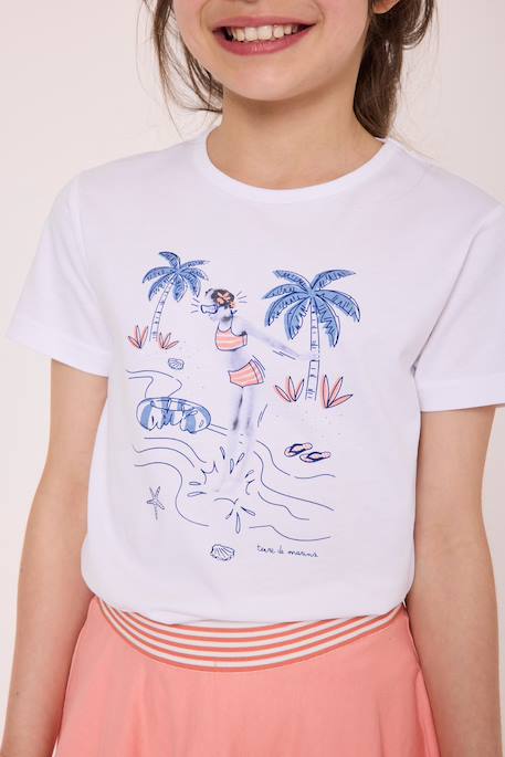 Fille-T-shirt, sous-pull-T-shirt manches courtes 100% coton fille